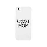 Cat Mom White Phone Case Unique Graphic Slim Fit For Cat Lovers