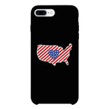 USA Map American Flag Black Phone Case