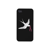 Pink Ribbon And Swallows Birds Black Phone Case