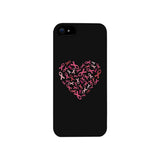 Pink Ribbon Heart Black Phone Case