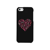 Pink Ribbon Heart Black Phone Case