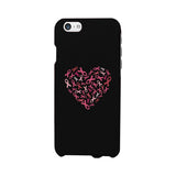 Pink Ribbon Heart Black Phone Case