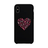 Pink Ribbon Heart Black Phone Case