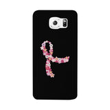 Pink Floral Ribbon Black Phone Case