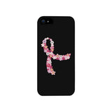 Pink Floral Ribbon Black Phone Case