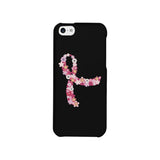 Pink Floral Ribbon Black Phone Case