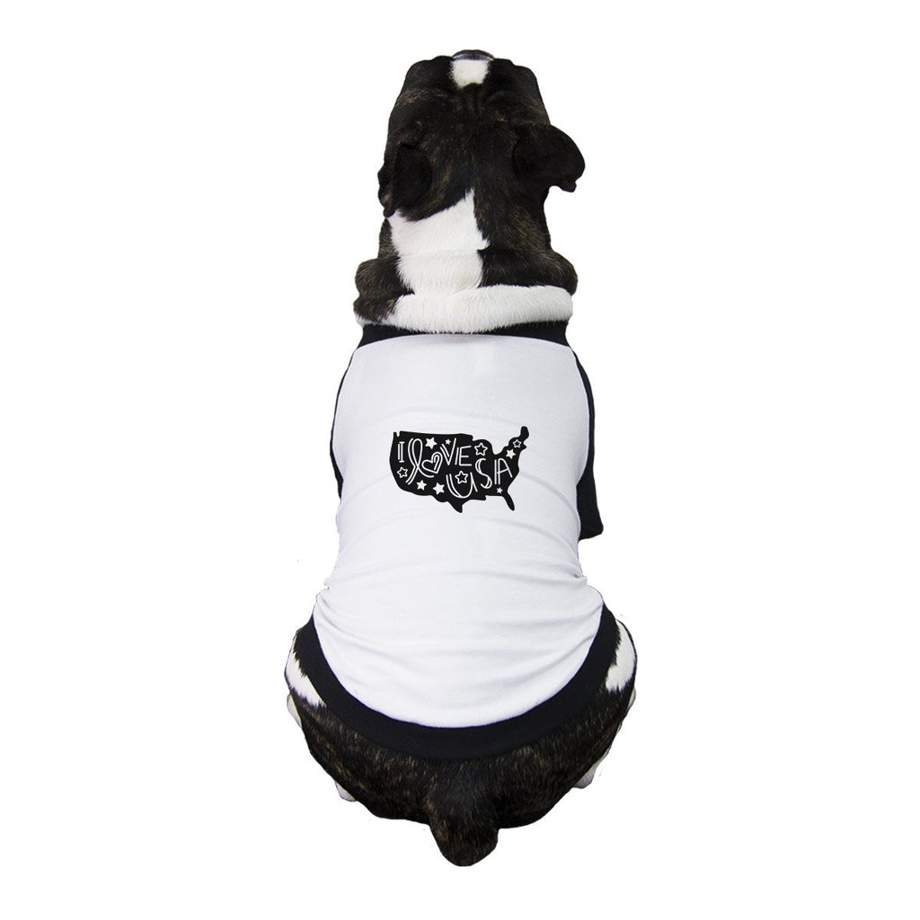 I Love USA Map 4th Of July Decorative Baseball Tee Small Dogs Only