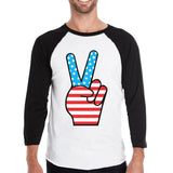 Peace Sign American Flag Baseball Raglan Tee Unique 4th Of July Tee