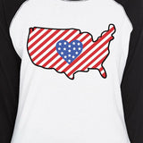 USA Map Womens Cotton Baseball Tee Cute Gift Idea For Army Wives