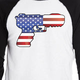 Pistol Shaped American Flag Mens Raglan Shirt For Independence Day