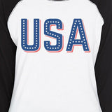 USA With Stars Cute USA Letter Printed Womens Cotton Baseball Tee