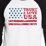 Trust & Love USA Mens Black Raglan T-Shirt 3/4 Sleeve Round Neck