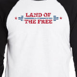 Land Of The Free Mens Black Baseball Tee Shirt 3/4 Sleeve Jersey