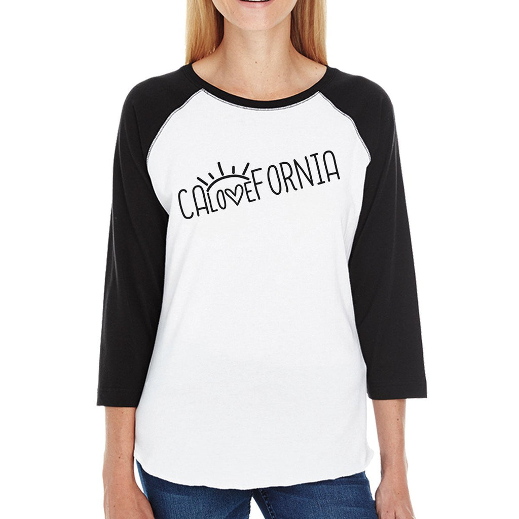 Calovefornia Womens Cute Baseball Tee 3/4 Black Sleeve Raglan Shirt