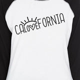 Calovefornia Womens Cute Baseball Tee 3/4 Black Sleeve Raglan Shirt