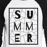 Summer Geometric Lettering Mens Baseball Tee Graphic Raglan Shirt