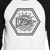 Stay Salty Men Black Sleeve Baseball Shirt Round Neck Cotton Raglan