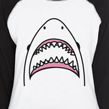Shark Summer Raglan Shirt Women Black 3/4 Sleeve Baseball Tee Shirt