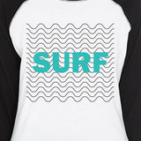 Surf Waves Lightweight Cotton 3/4 Sleeve Raglan Gift For Surf Lover