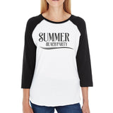Summer Beach Party Womens Black And White Baseball Shirt