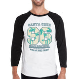 Santa Cruz Beach California Mens Black And White Baseball Shirt