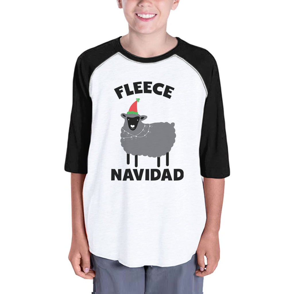 Fleece Navidad Youth Baseball Jersey Christmas T-Shirt For Youth
