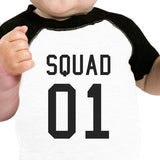 Squad01 Baby Black And White Baseball Shirt
