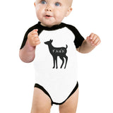 Buck Doe And Fawn Baby Black And White Baseball Shirt