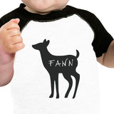 Buck Doe And Fawn Baby Black And White Baseball Shirt
