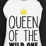 Wild One Crown Womens Black And White BaseBall Shirt