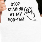 Stop Staring At My Boo-Tee Ghost Baby Black And White BaseBall Shirt