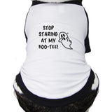 Stop Staring At My Boo-Tee Ghost Pets Black And White BaseBall Shirt