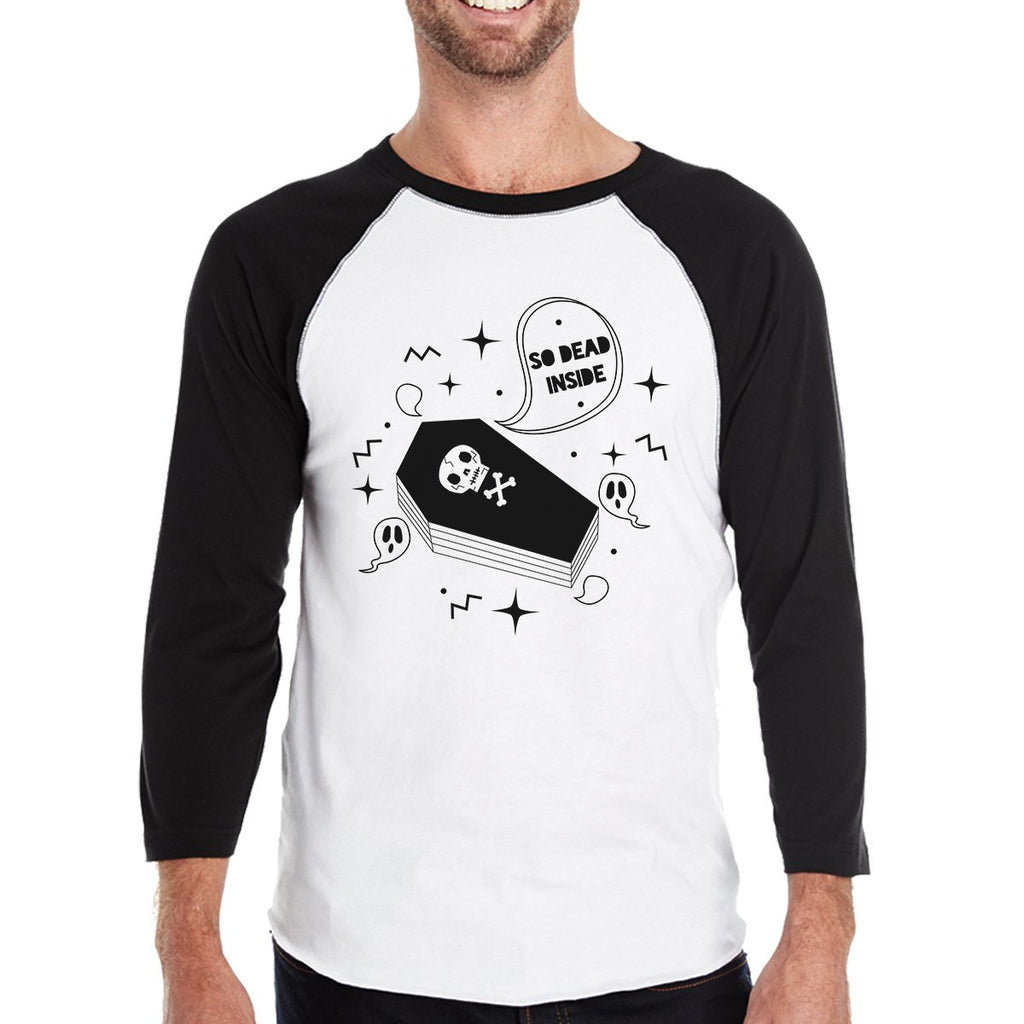 So Dead Inside Coffin Mens Black And White BaseBall Shirt