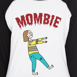 Mombie Sleep Deprived Still Alive Womens Black And White BaseBall Shirt