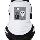 Trick-Or-Treat Skeleton Black Cat Pets Black And White BaseBall Shirt