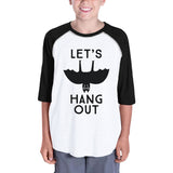 Let's Hang Out Bat Kids Black And White Baseball Shirt
