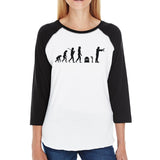 Zombie Evolution Womens Black And White Baseball Shirt
