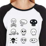 Skulls Womens Black And White Baseball Shirt