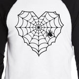 Heart Spider Web Mens Black And White Baseball Shirt