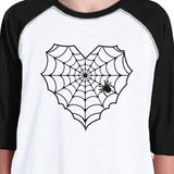 Heart Spider Web Kids Black And White Baseball Shirt