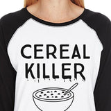 Cereal Killer Womens Black And White Baseball Shirt