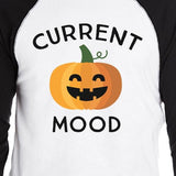 Pumpkin Current Mood Mens Black And White Baseball Shirt