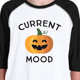 Pumpkin Current Mood Kids Black And White Baseball Shirt