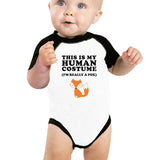 This Is My Human Costume Fox Baby Black And White Baseball Shirt