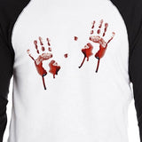Bloody Handprints Mens Black And White Baseball Shirt