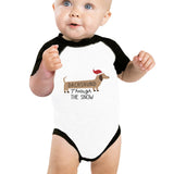 Dachshund Through The Snow Baby Black And White Baseball Shirt