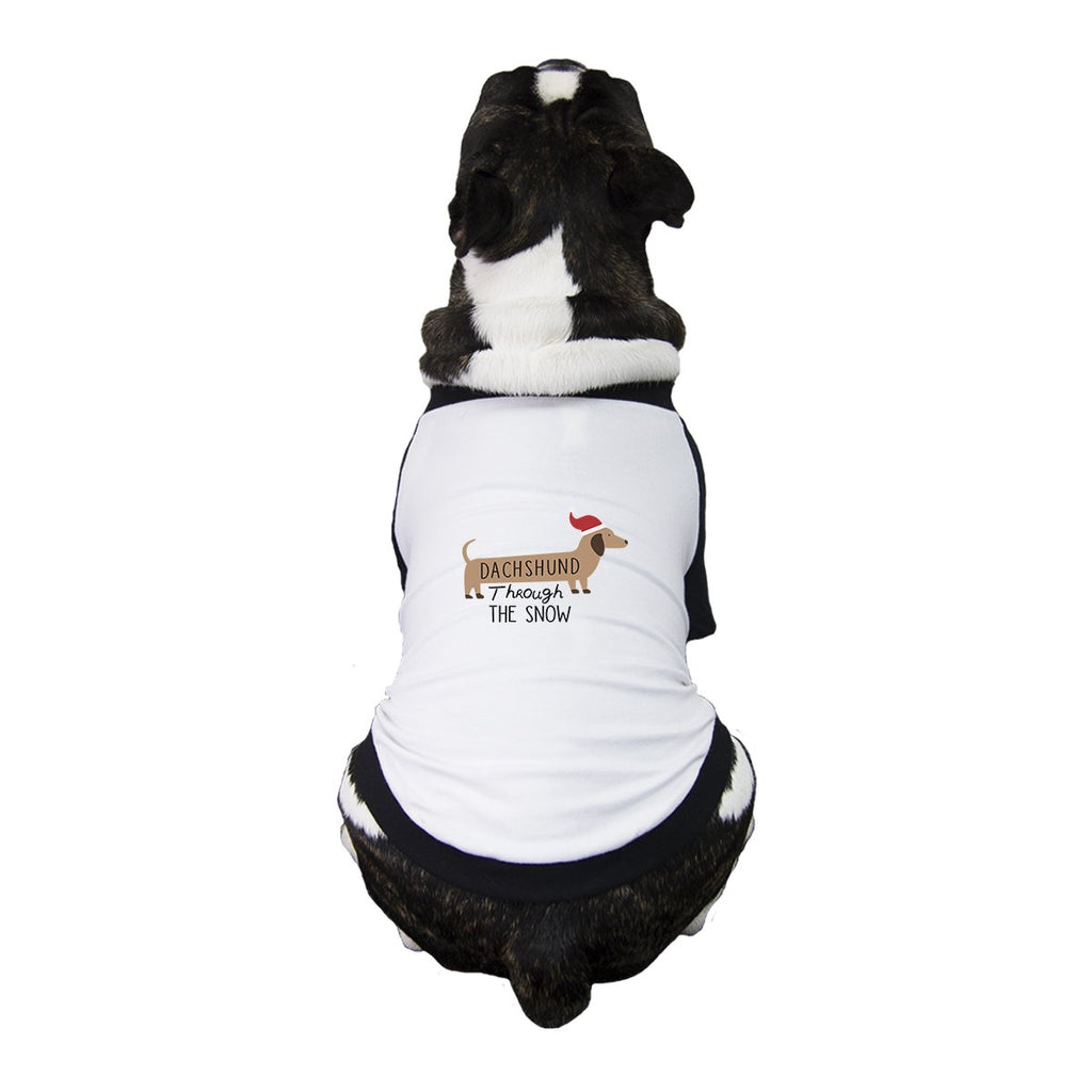 Dachshund Through The Snow Pets Black And White Baseball Shirt
