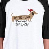 Dachshund Through The Snow Kids Black And White Baseball Shirt