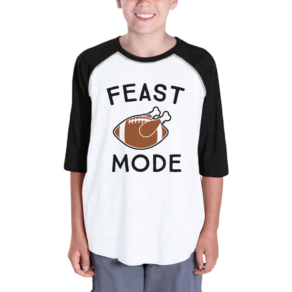 Feast Mode Kids Black And White Baseball Shirt