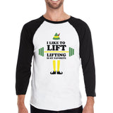 I Like To Lift Lifting Is My Favorite Mens Black And White Baseball Shirt